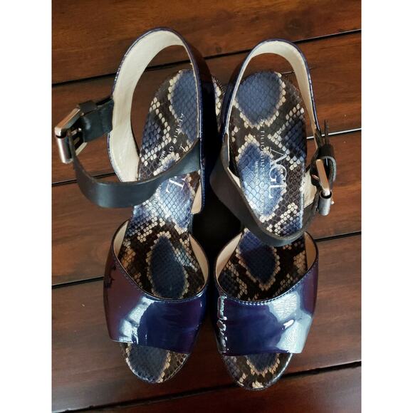 AGL Women's Blue Wedge Sandal N630002 Size 40 EU - Picture 5 of 9